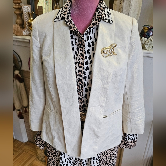 Vintage Anne Klein open front blazer. Metallic blazer. Linen blend blazer. - Picture 11 of 11